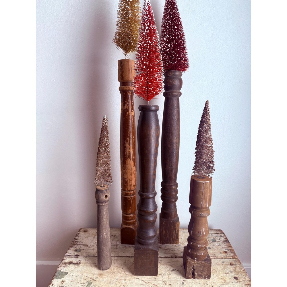 Repurposed Staircase Pedestal Christmas Trees Pipe Cleaner Handmade Holiday - Picture 3 of 15